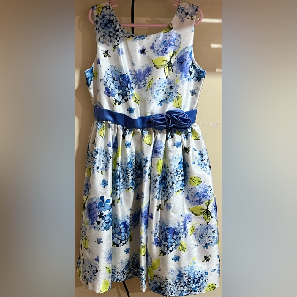 Gymboree Girls Periwinkle WhiteFloral🐝Print Polyester Sleeveless Dress Size 10